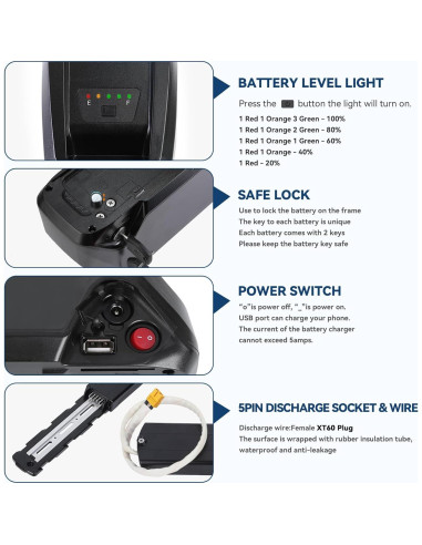 Batería de Litio 36V 10Ah LGECOLFP para Bicicleta Eléctrica