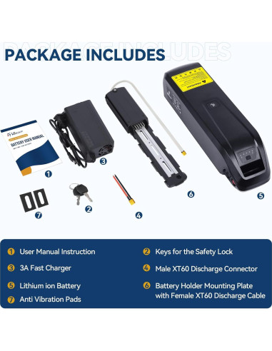 Batería de Litio 36V 10Ah LGECOLFP para Bicicleta Eléctrica