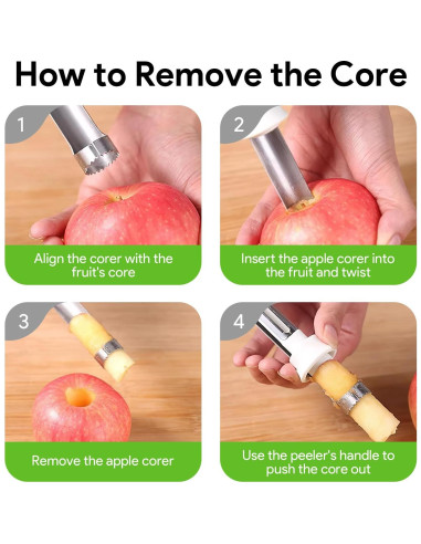 2 Piezas Descorazonador y Pelador de Manzanas HooYiYuuX