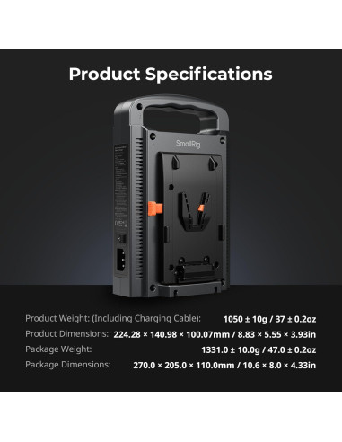 Cargador Doble Canal V Mount SmallRig 11762-SR 1.05kg