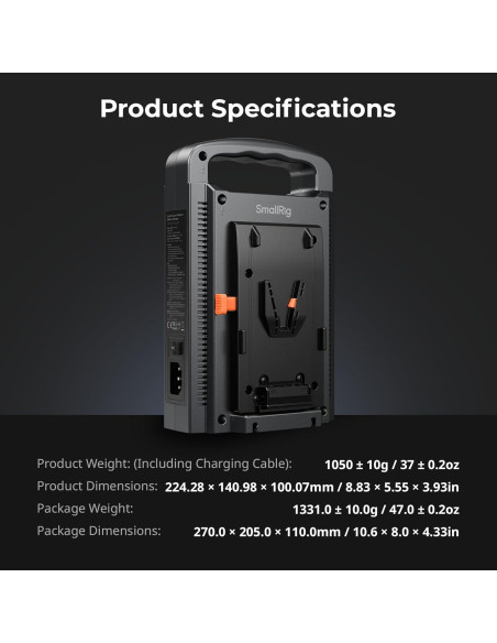 Cargador Doble Canal V Mount SmallRig 11762-SR 1.05kg