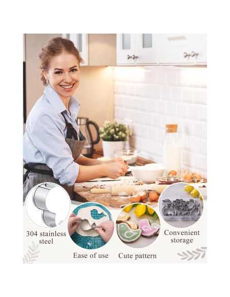 Juego de 9 Cortadores de Galletas Yaocom Acero Inoxidable Floral