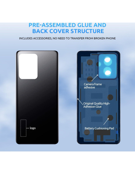 Reemplazo Cristal Trasero Xiaomi Redmi Note 12 Pro+ Negro