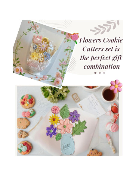 Juego de 9 Cortadores de Galletas Yaocom Acero Inoxidable Floral