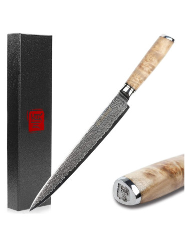 Cuchillo Yanagiba Sashimi YOUSUNLONG 25.4 cm Acero Damasco