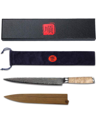 Cuchillo Yanagiba Sashimi YOUSUNLONG 25.4 cm Acero Damasco