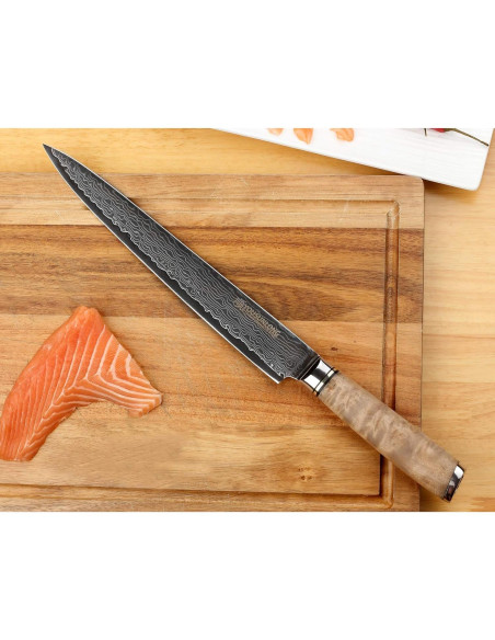 Cuchillo Yanagiba Sashimi YOUSUNLONG 25.4 cm Acero Damasco