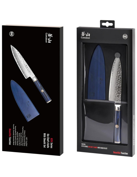 Cuchillo de Chef Cangshan KITA 17.8 cm Acero Damasco con Funda