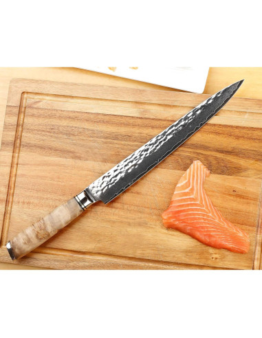 Cuchillo Yanagiba Sashimi YOUSUNLONG 25.4 cm Acero Damasco