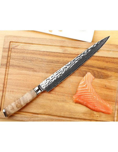 Cuchillo Yanagiba Sashimi YOUSUNLONG 25.4 cm Acero Damasco