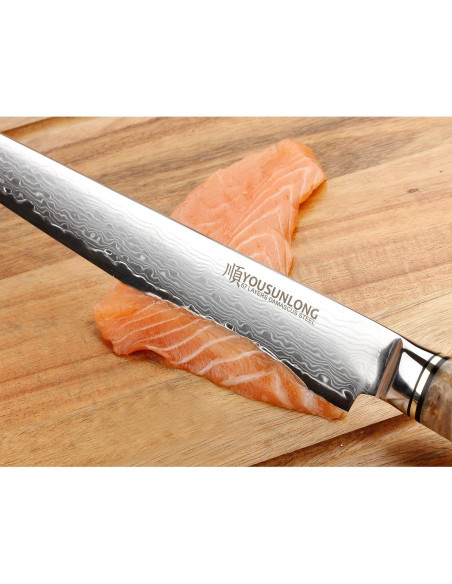 Cuchillo Yanagiba Sashimi YOUSUNLONG 25.4 cm Acero Damasco