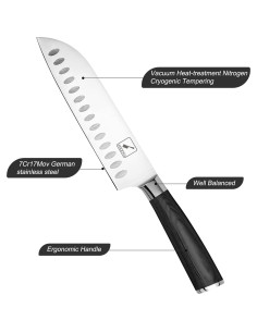 Cuchillo Santoku imarku 17.8 cm Acero Inoxidable Mango Ergonómico 2
