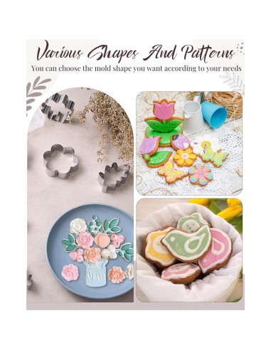 Juego de 9 Cortadores de Galletas Yaocom Acero Inoxidable Floral