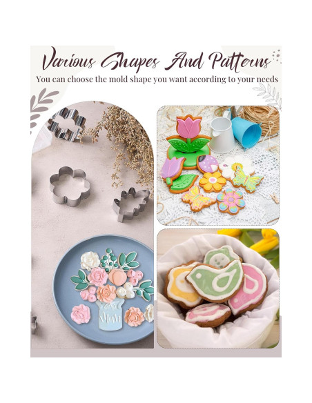 Juego de 9 Cortadores de Galletas Yaocom Acero Inoxidable Floral