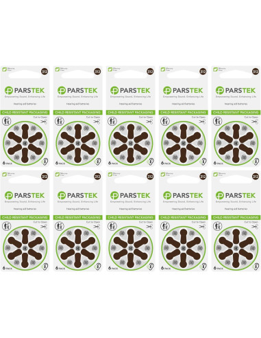 Baterías para Audífonos ParsTek Tamaño 312 - 60 Piezas 1.45V