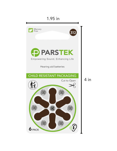 Baterías para Audífonos ParsTek Tamaño 312 - 60 Piezas 1.45V