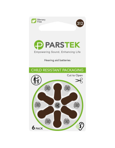 Baterías para Audífonos ParsTek Tamaño 312 - 60 Piezas 1.45V