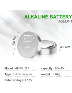 Baterías LR41 AG3 1.5V Botón Sin Mercurio - Paquete 25 Unidades 2