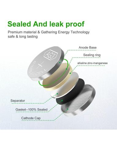 Baterías LR41 AG3 1.5V Botón Sin Mercurio - Paquete 25 Unidades