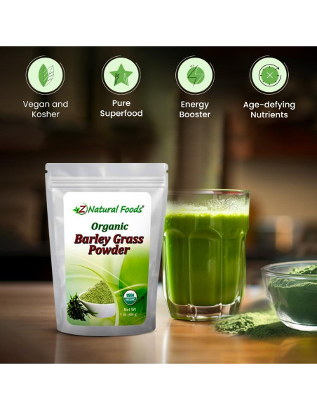 Polvo de Césped de Cebada Orgánico Z Natural Foods 453.6g