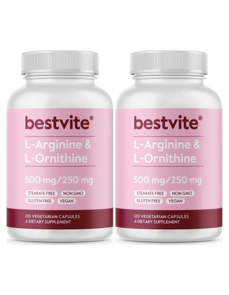 Suplemento L-Arginina L-Ornitina Bestvite 240 Cápsulas Veganas