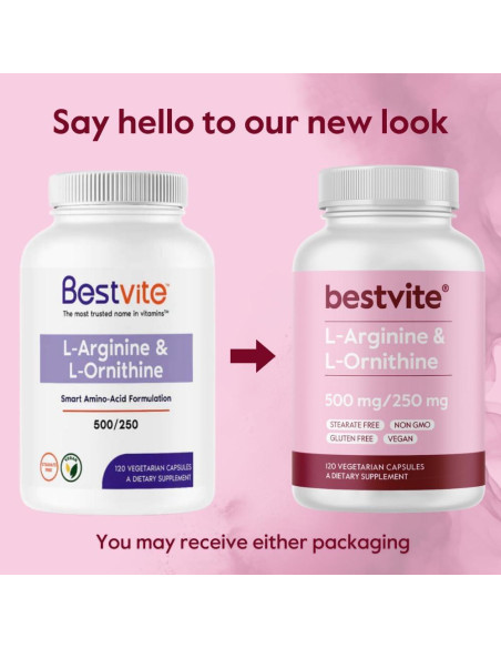Suplemento L-Arginina L-Ornitina Bestvite 240 Cápsulas Veganas