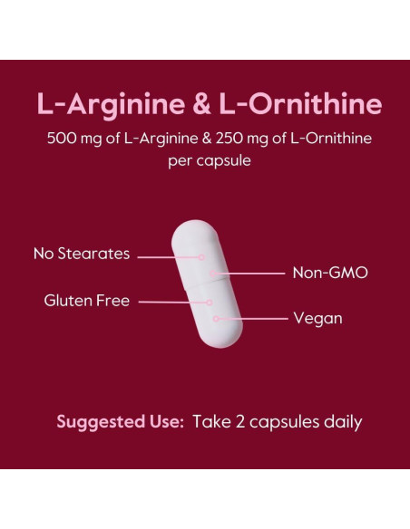 Suplemento L-Arginina L-Ornitina Bestvite 240 Cápsulas Veganas