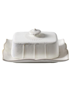 Plato de Mantequilla Lifenanny Porcelana Blanco con Tapa 19.3x14.2cm