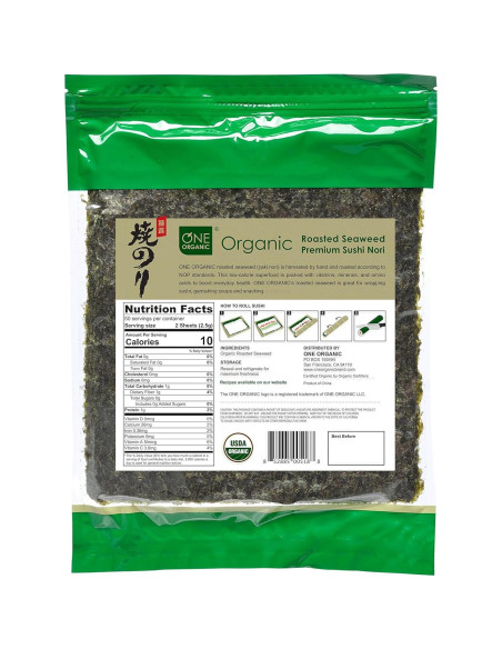 Nori Orgánico Tostado ONE ORGANIC 50 Hojas 127g Sushi