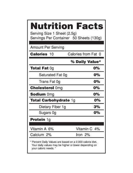 Nori Orgánico Tostado ONE ORGANIC 50 Hojas 127g Sushi