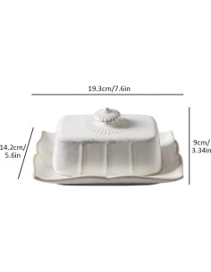 Plato de Mantequilla Lifenanny Porcelana Blanco con Tapa 19.3x14.2cm 2