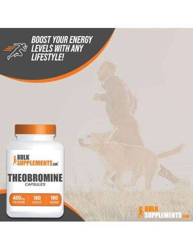 Cápsulas de Teobromina BulkSupplements 400mg - Energía y Cerebro