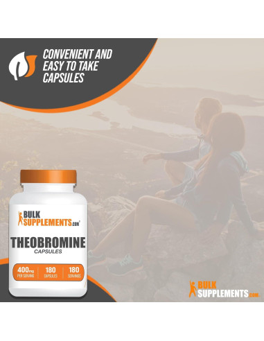 Cápsulas de Teobromina BulkSupplements 400mg - Energía y Cerebro