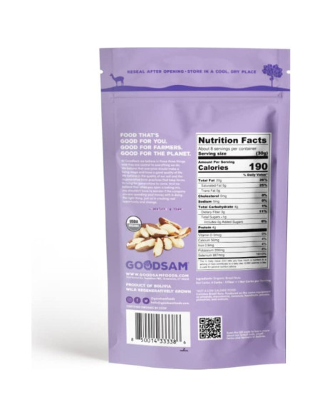 Nueces de Brasil Orgánicas GoodSAM 226.8g Crudas Sin Sal