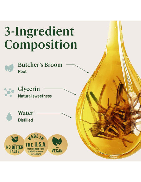 Tintura de Raíz de Escoba de Butcher Herbamama 59 ml - Soporte Vegano para Piernas