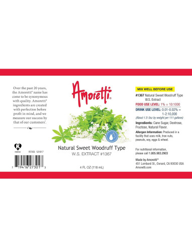 Extracto Natural de Madera de Sweet Woodruff Amoretti 60 ml - Vegano y Sin Conservantes