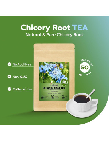 Té Herbal de Raíz de Achicoria FullChea - 50 Bolsitas Sin Cafeína