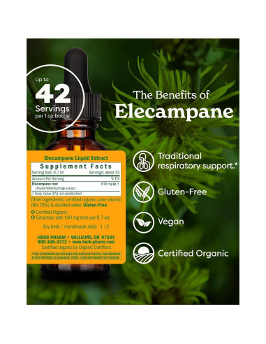 Extracto Líquido de Elecampane Orgánico Herb Pharm 29.57 ml