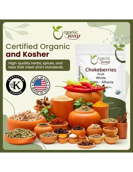 Chokeberries Orgánicas Enteras Forma Orgánica 113.4g - Sin Gluten