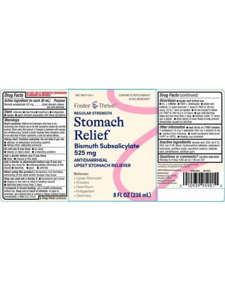 Líquido Alivio Estomacal Foster & Thrive 236 ml - 525 mg Bismuto