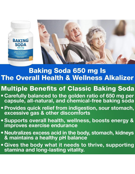 Cápsulas de Bicarbonato de Sodio Orgánico 650mg - 120 Unidades