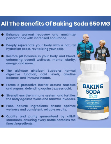 Cápsulas de Bicarbonato de Sodio Orgánico 650mg - 120 Unidades