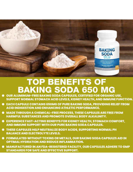 Cápsulas de Bicarbonato de Sodio Orgánico 650mg - 120 Unidades