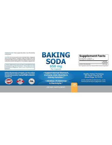 Cápsulas de Bicarbonato de Sodio Orgánico 650mg - 120 Unidades