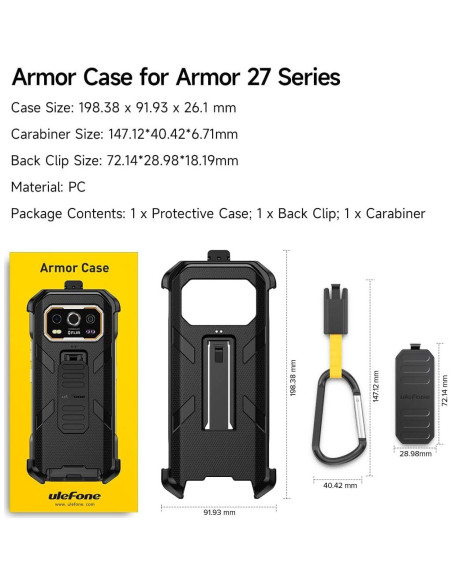 Funda Rugged Ulefone Armor 27/27T Pro Negra con Clip