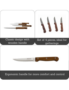 Set de 4 Cuchillos de Carne IMUSA Acero Inoxidable Madera 2