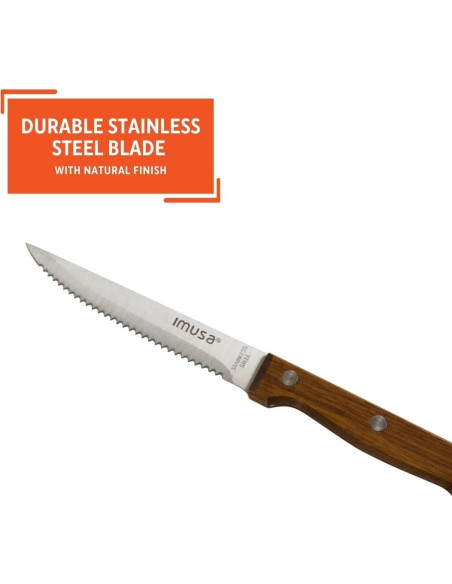 Set de 4 Cuchillos de Carne IMUSA Acero Inoxidable Madera