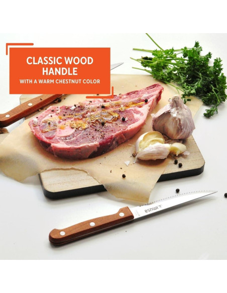 Set de 4 Cuchillos de Carne IMUSA Acero Inoxidable Madera