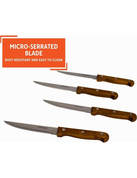 Set de 4 Cuchillos de Carne IMUSA Acero Inoxidable Madera