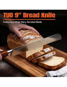 Cuchillo de Pan TUO 22.86 cm Acero Alto Carbono Mango Ergonómico 2